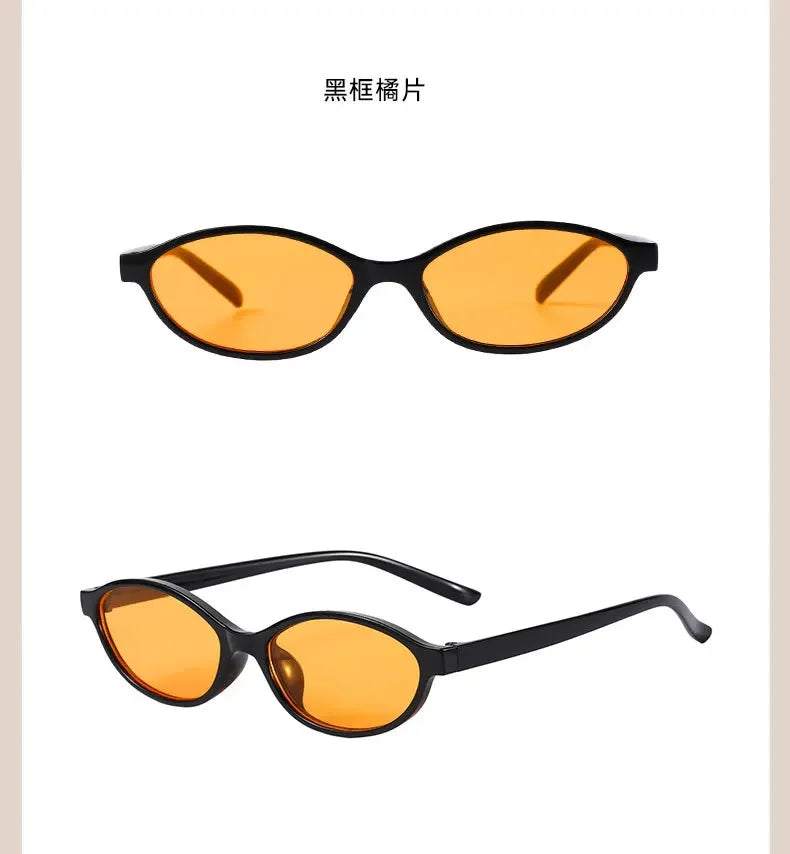 Retro Oval Frame Sunglasses Fashion Personalized Trendy Small Frame Sunglasses Punk Cat Eyes Sunshade Sun Protection Glasses