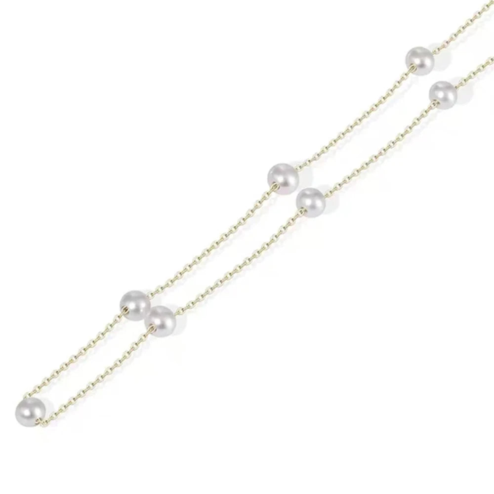 Seulement Natural Freshwater AK Pearl Beaded Necklace for Women 925 Sterling Silver Choker Luxury Neck Accessories Jewelry Gift