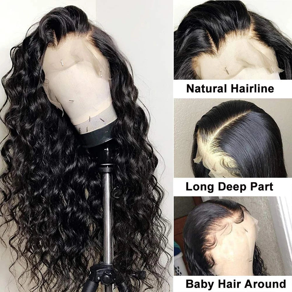 Loose Deep Wave Wigs 100% Human Hair Wigs Water Wave Brazilian HD Lace Frontal Wig 13x6 HD Lace Front Human Hair Wig For Women