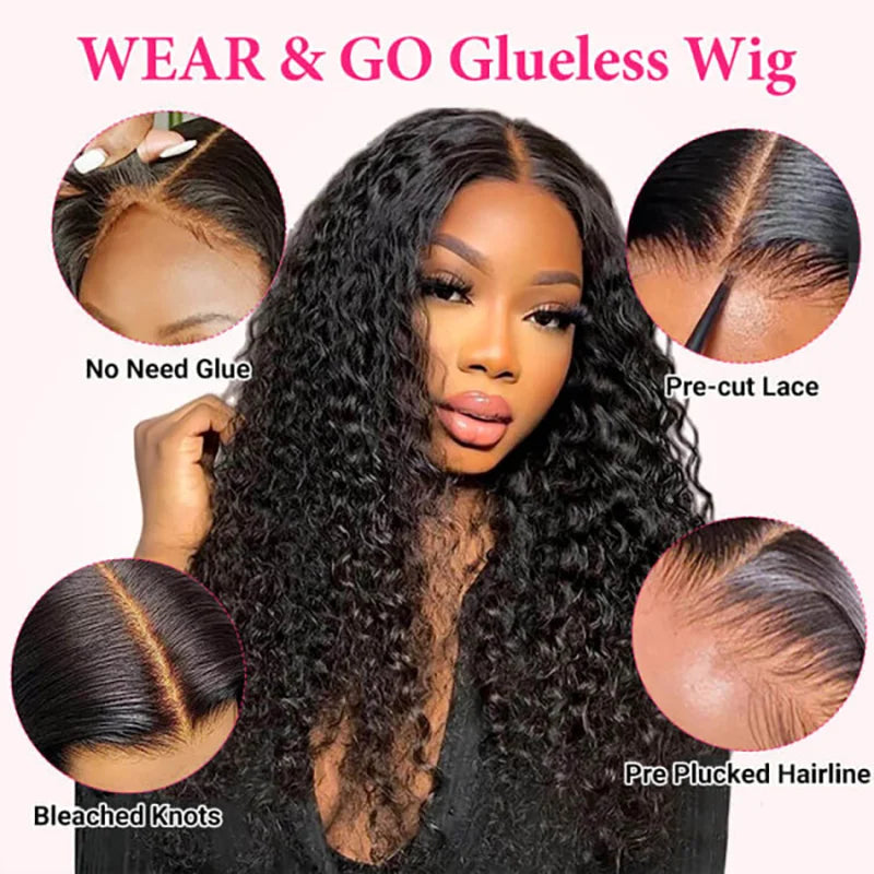 ISEE Hair 7x5 Wear And Go Wigs Deep Wave Human Hair Wig Curly Lace Front Human Hair Wig PrePlucked Glueless Wig Ready To Wear