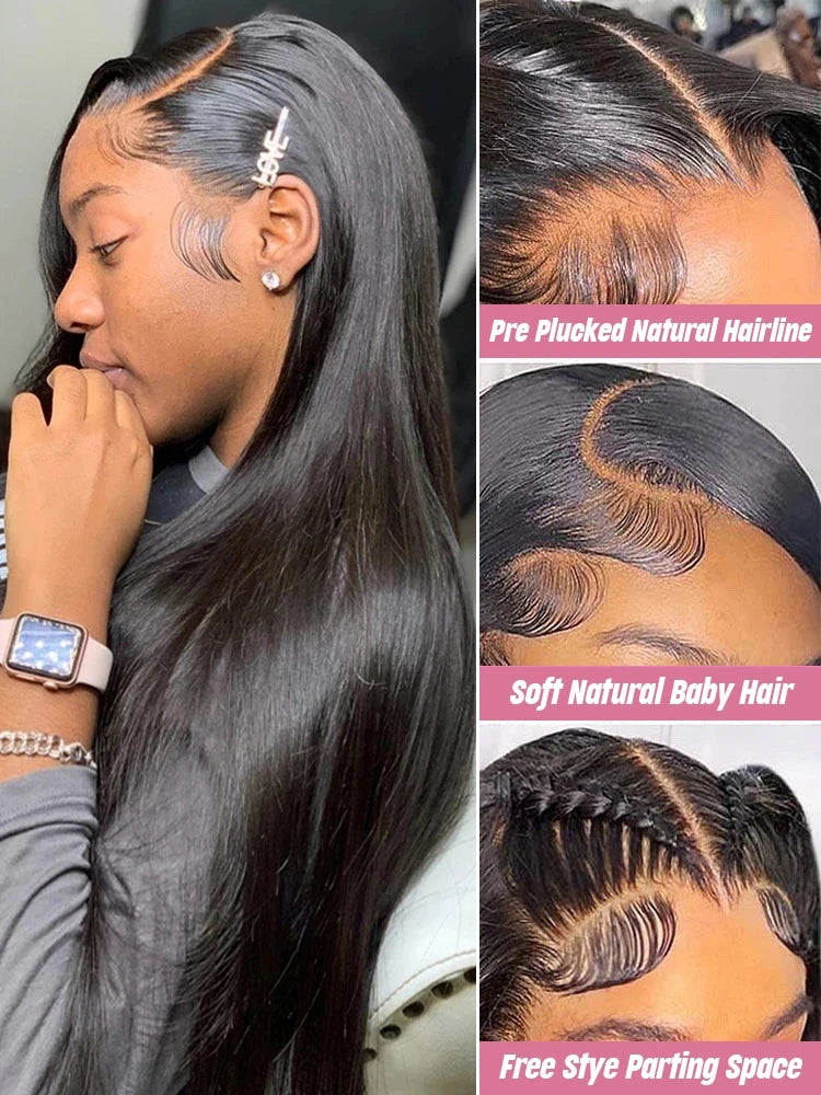 Brazilian Lace Front Wig Bone Straight Human Hair Wigs Pre Plucked Transparent Lace Frontal Wigs For Women On Sale Clearance