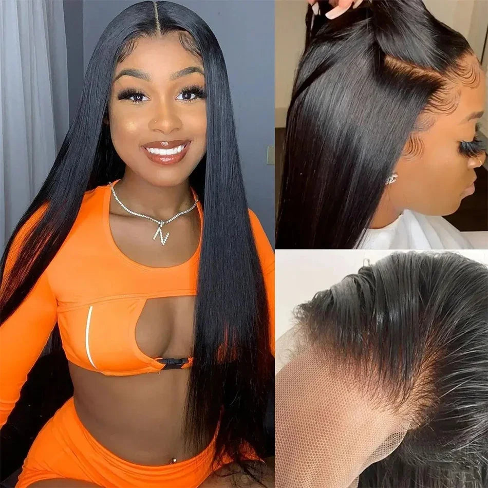 Brazilian Lace Front Wig Bone Straight Human Hair Wigs Pre Plucked Transparent Lace Frontal Wigs For Women On Sale Clearance