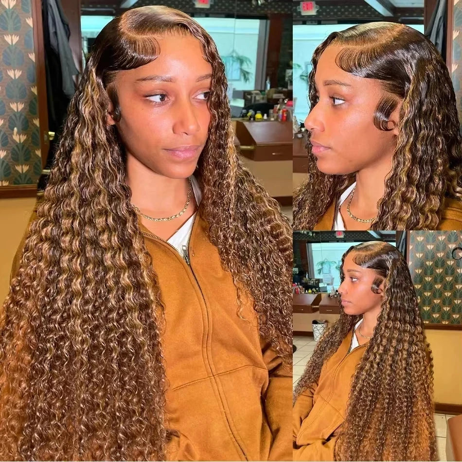 Highlight Curly Wigs 13x6 Lace Front Human Hair Wig Honey Blonde Deep Wave 13x4 Hd Lace Wigs 100 Human Hair Wigs For Women