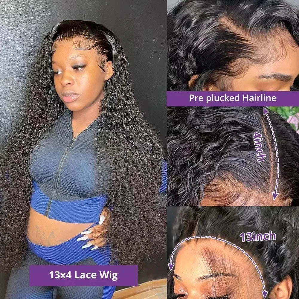 Curly Human Hair Wigs Water Wave Lace Front Wig 13x4 13x6 Lace Frontal Deep Wave Wig 100% Human Hair HD Lace Wigs For Women