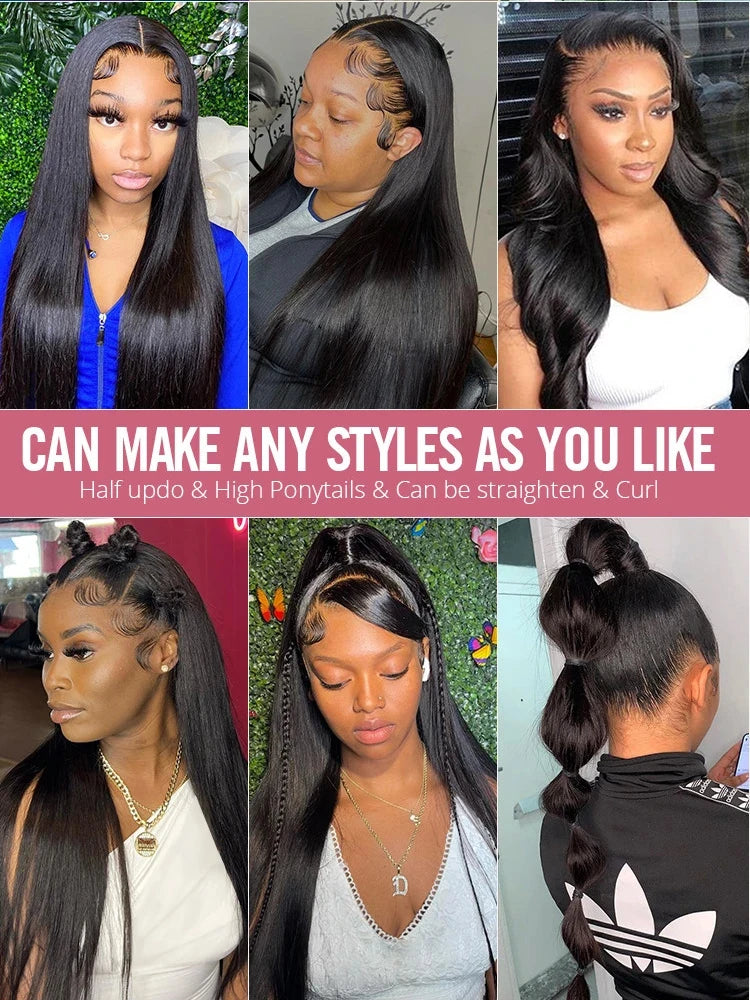Brazilian Lace Front Wig Bone Straight Human Hair Wigs Pre Plucked Transparent Lace Frontal Wigs For Women On Sale Clearance
