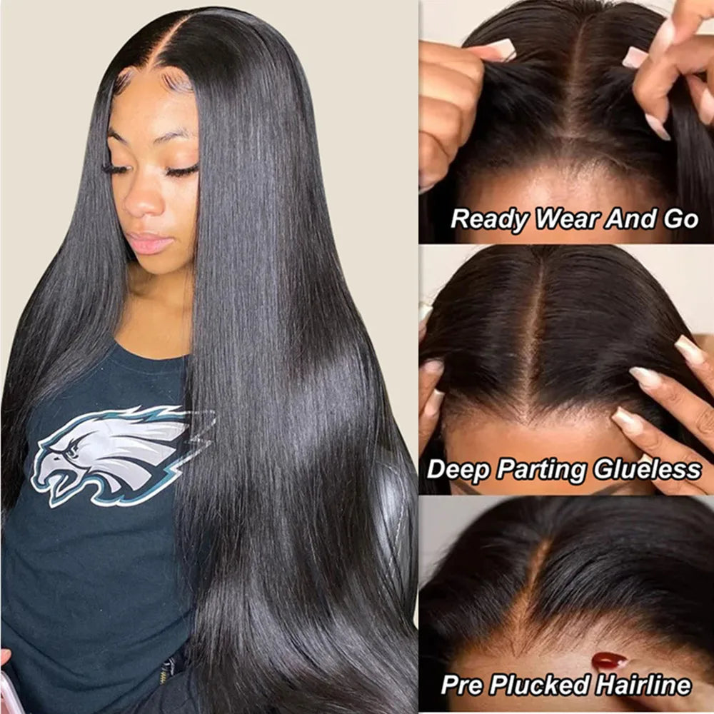 Lace Frontal Straight Lace Wigs for Women Synthetic Lace Wig 13x4" Lace Front Wig Black 99J Pre plucked Fiber Wig Daily Use