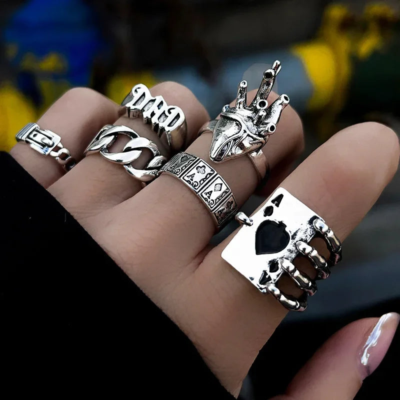 New Fashion Creative Geometric Leaf Wave Hollow Ring Set 11 Pcs for Women Men Simple Knuckle Ring Charm Wedding Party Jewelry