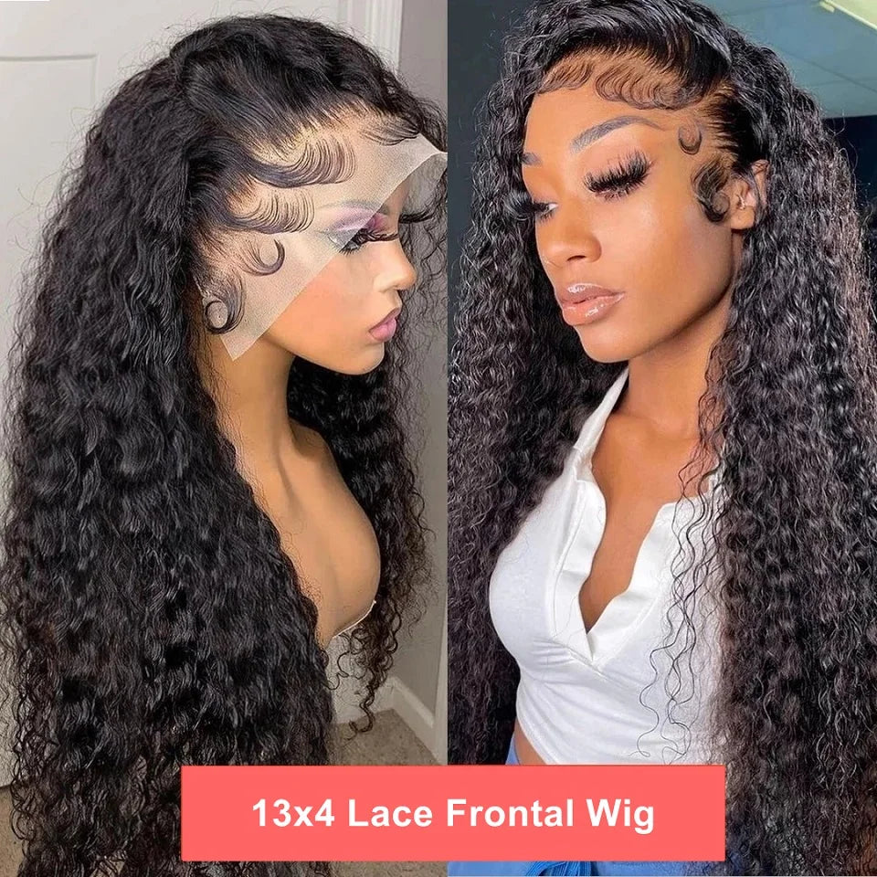 10-34 Inch 4C Edges Baby Hair Lace Wigs Brazilian Curly Human Hair Wig 13x4 Lace Frontal Wigs For Women KInky Curly Glueless Wig