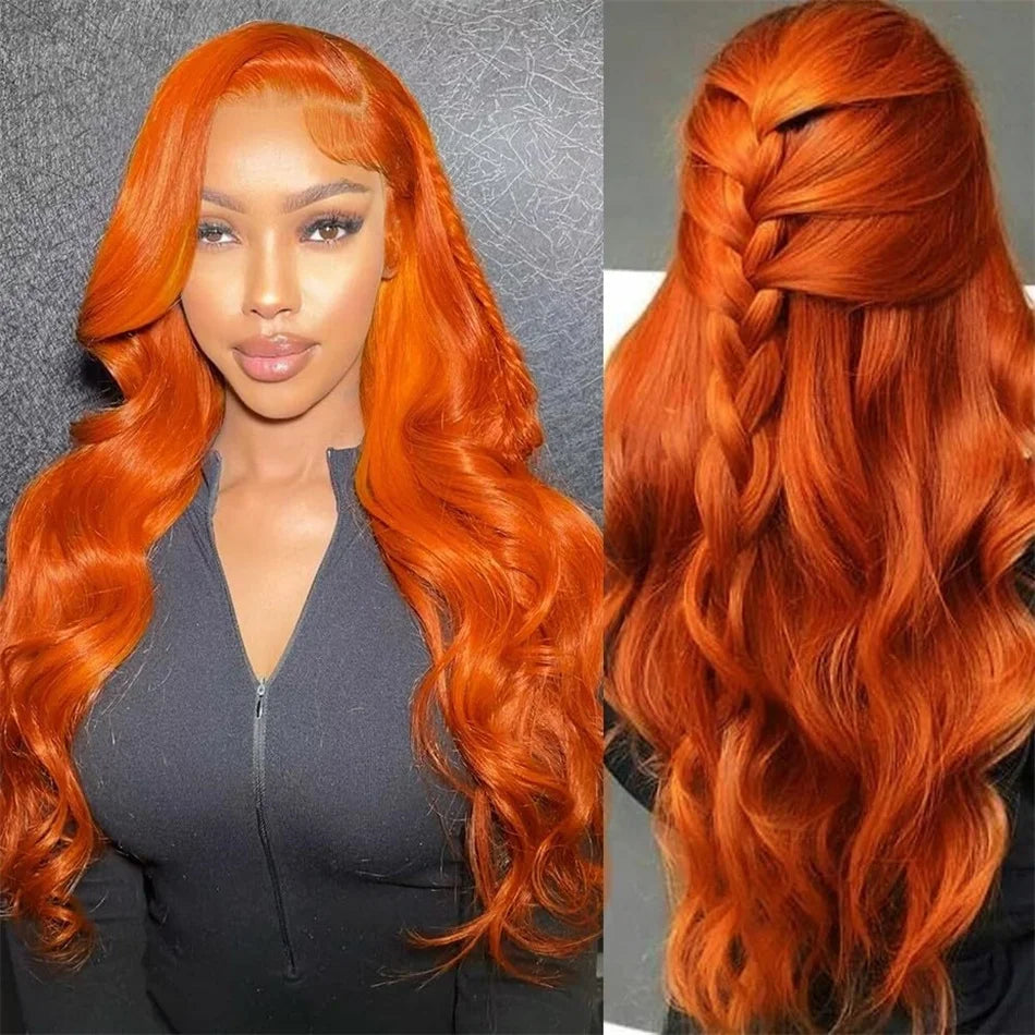HD 13X6 Orange Ginger Lace Front Wig 100% Human Hair 13x4 Body Wave Lace Frontal Wig Pre Plucked Colored Human Hair Wig On Sale