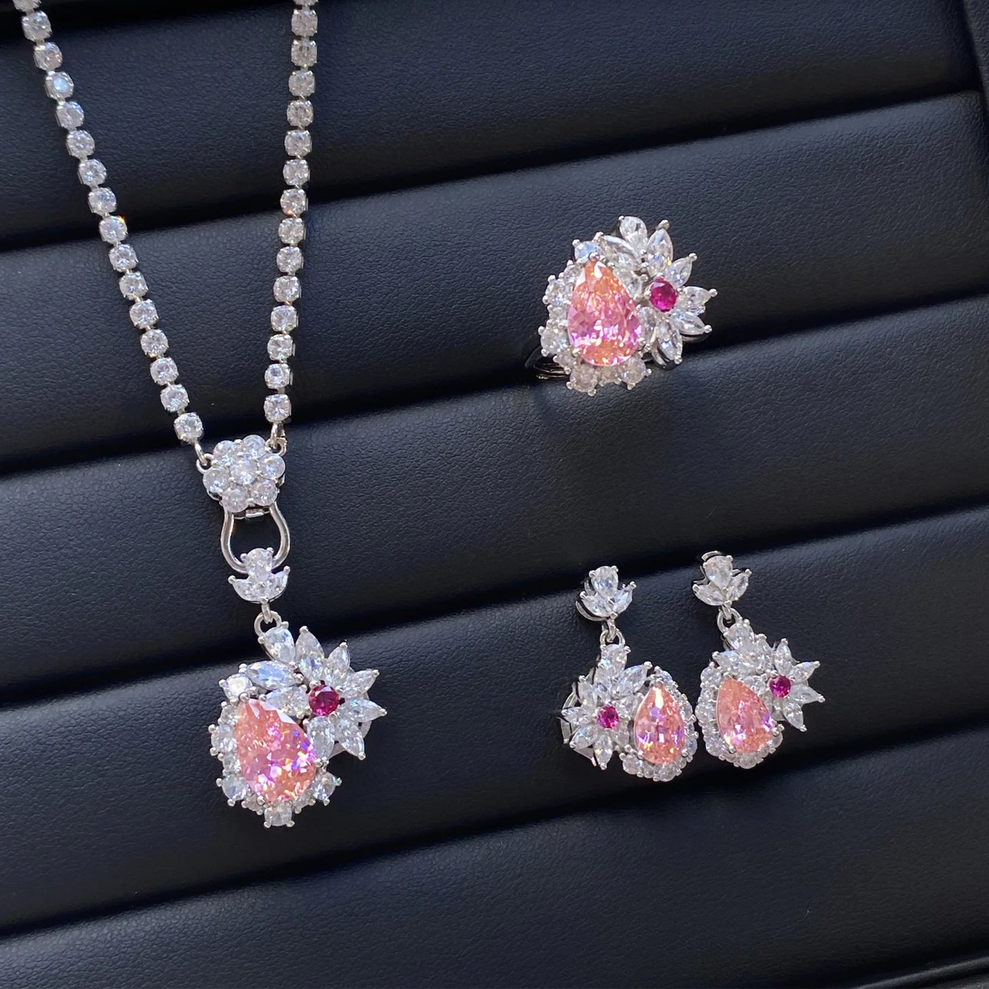 Valuable Lab Jade Diamond Jewelry set 925 Sterling Silver Engagement Wedding Rings Earrings Necklace For Women Bridal Party Gift