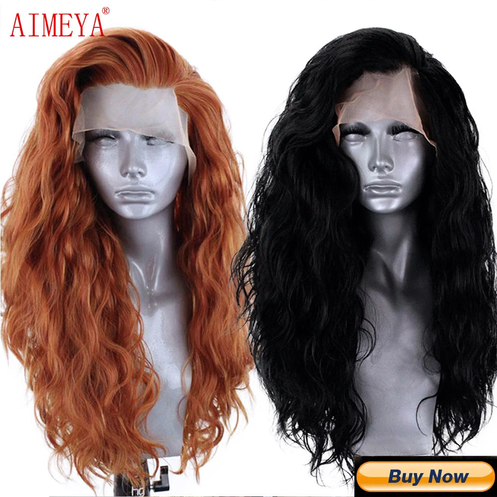 Synthetic Lace Front Wigs for Black Women Natural Hairline Synthetic Hair Lace Wig Long Brown Wig Pre Plucked Baby Hair Cosplay