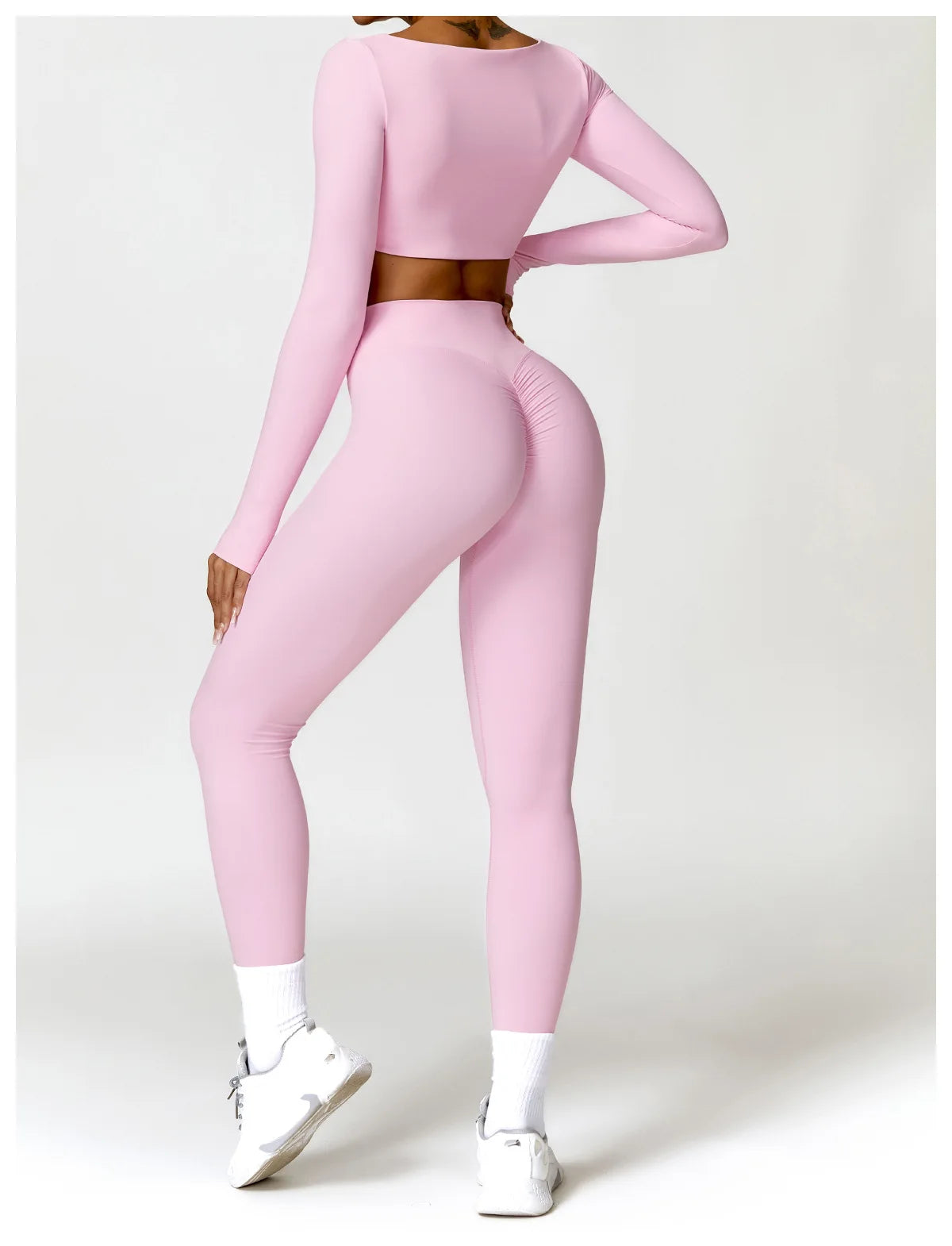 2PCS Yoga Set Women Gym Long Sleeve Sports Suits Fitness Bra Crop Top Workout Clothes Female Athletic Wear Legging Sportswear