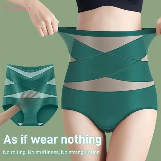 Women's highwaisted postpartum silk pants with abdominal lifting and shaping girdle