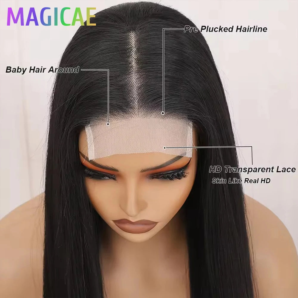 Magicae 330Grams 36Inch 4x4 Lace Front Wigs Chestnut Brown Wigs Ombre Highlight Straight Blond P27/613# High Temperature Cosplay