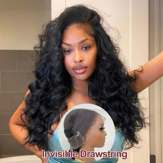 Invisible Drawstring Body Wave 360 hd Lace Front Wig Human Hair 180 Density Hidden Strap 360 Glueless Wigs Upgrade Cap For Woman