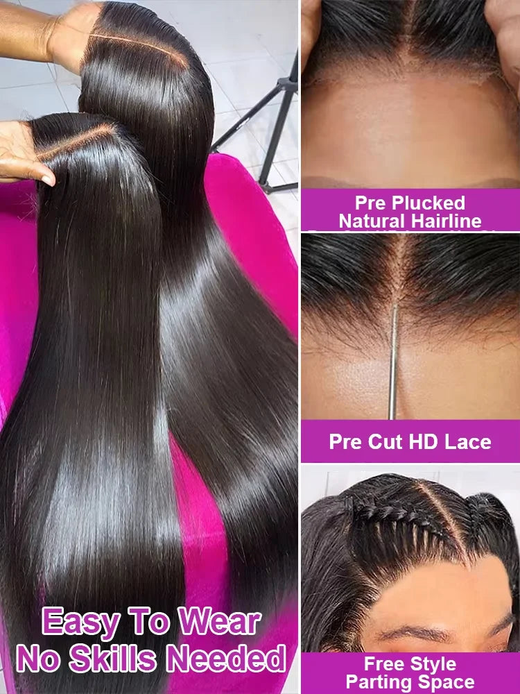 36 Inch HD 13X4 250% Bone Straight Lace Front Wig Raw Vietnamese Human Hair 13x6 Lace Frontal Wig 5X5 Glueless Wig Ready To Wear