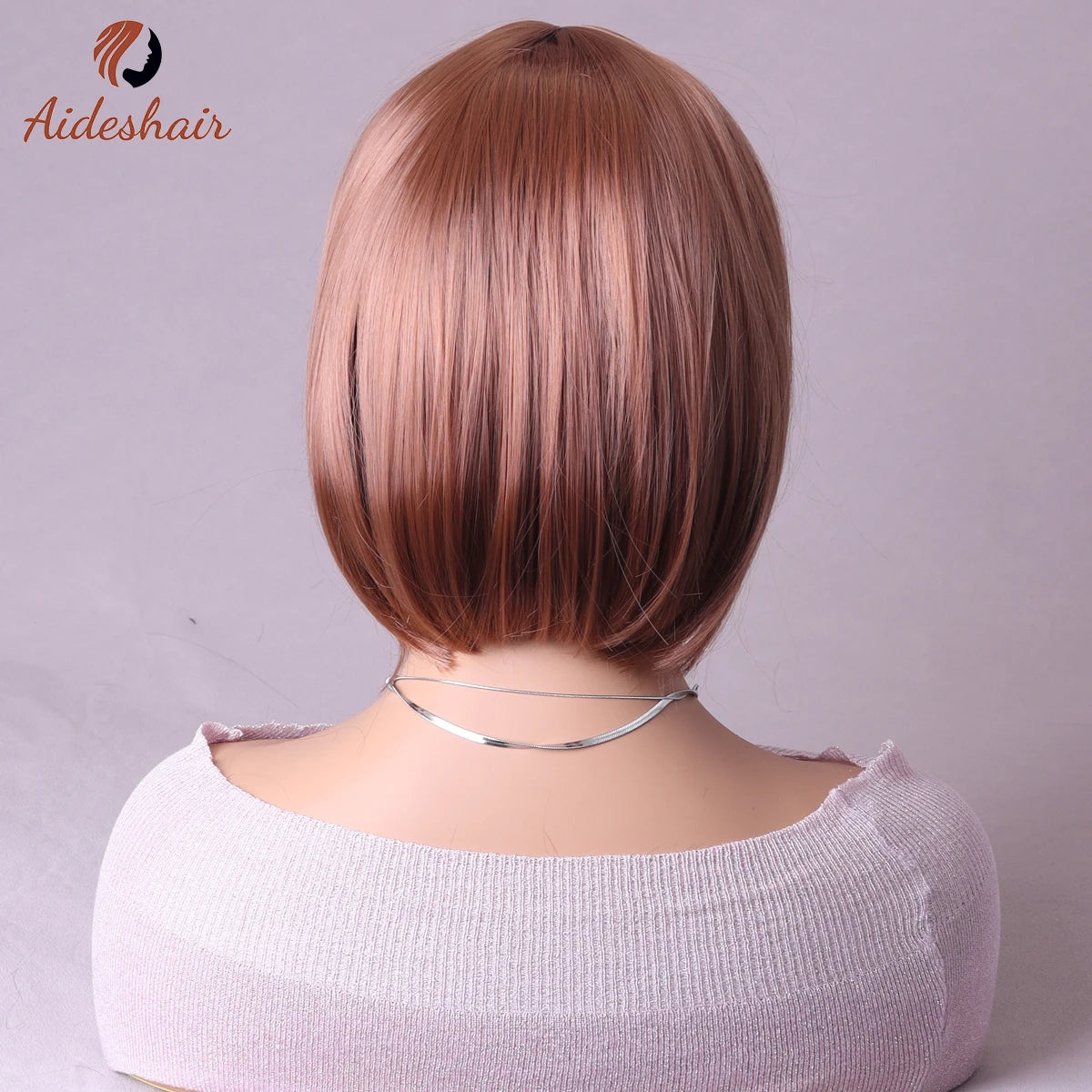 Synthetic  aideshair wig Full head set feminine clavicle Bob simulates natural short hair everyday full  top synthetic wig