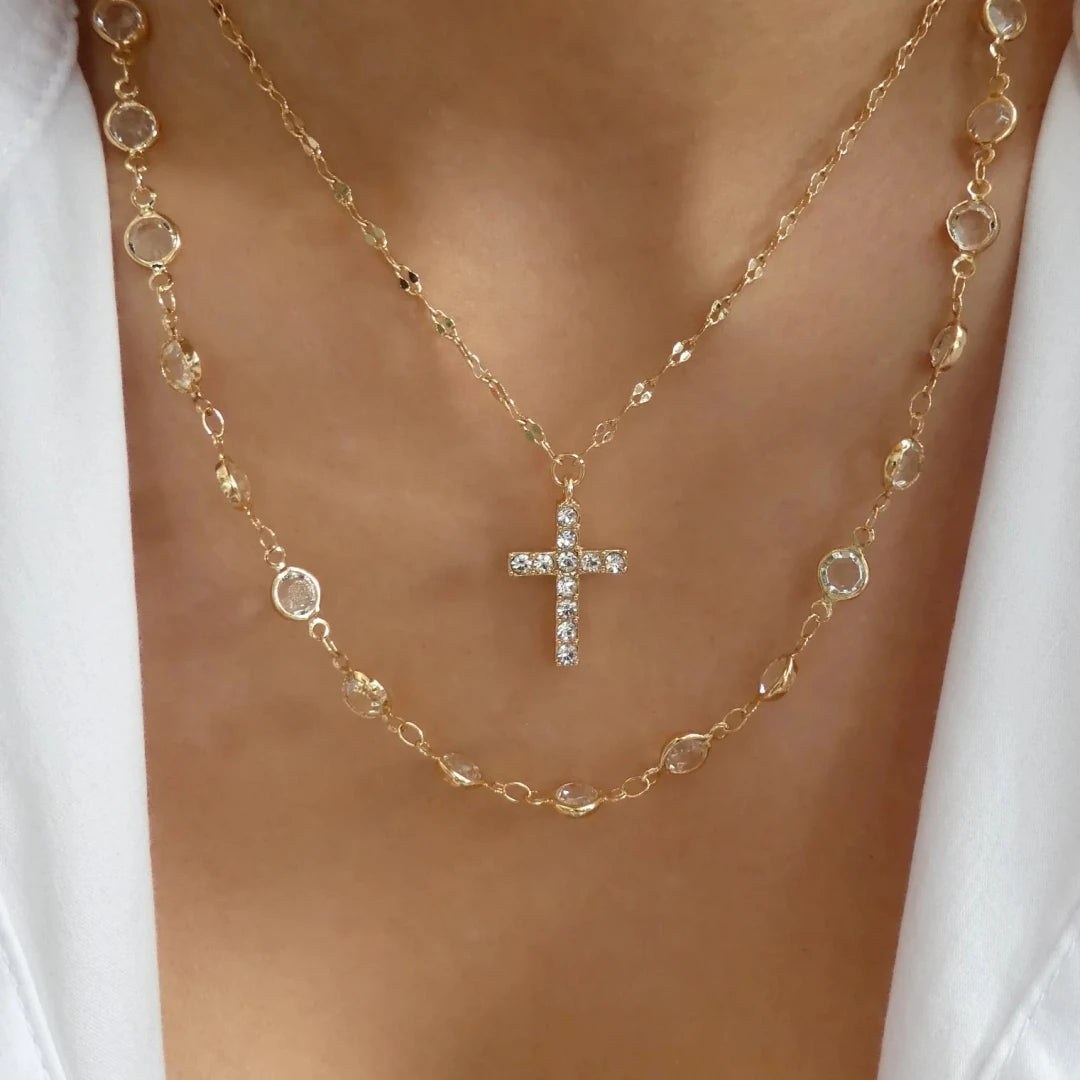 Rainbow Crystal Gemstone Retro Choker Colored Zircon Necklace For Women Simple Clavicle Chain Jewelry Fashion Wear Accessories