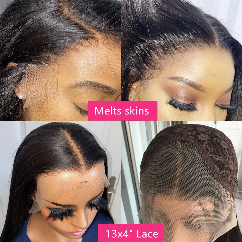 Lace Frontal Straight Lace Wigs for Women Synthetic Lace Wig 13x4" Lace Front Wig Black 99J Pre plucked Fiber Wig Daily Use