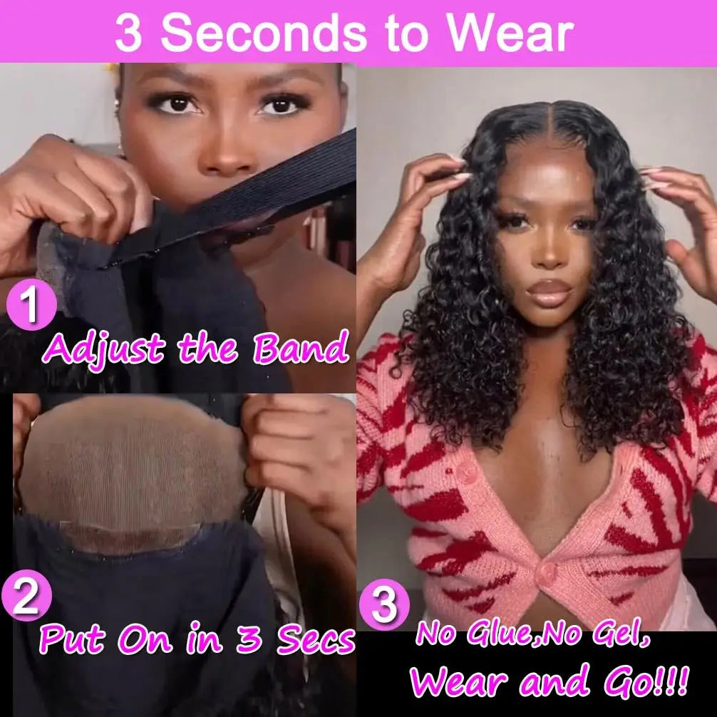 Short Curly Bob Wigs Human Hair 180% Glueless Brazilian Closure Frontal Wigs Without Glue Pre Cut Lace Wigs For Women On Sale