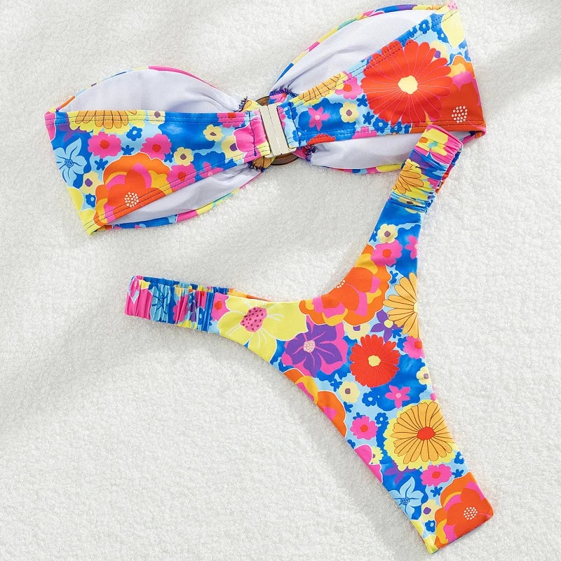 Micro Bikini Push Up Women Swimsuit Fashion Print Bikini Set Split Swimwear Summer 2025 New Beachwear Lady Bathing Suit 2 Piece