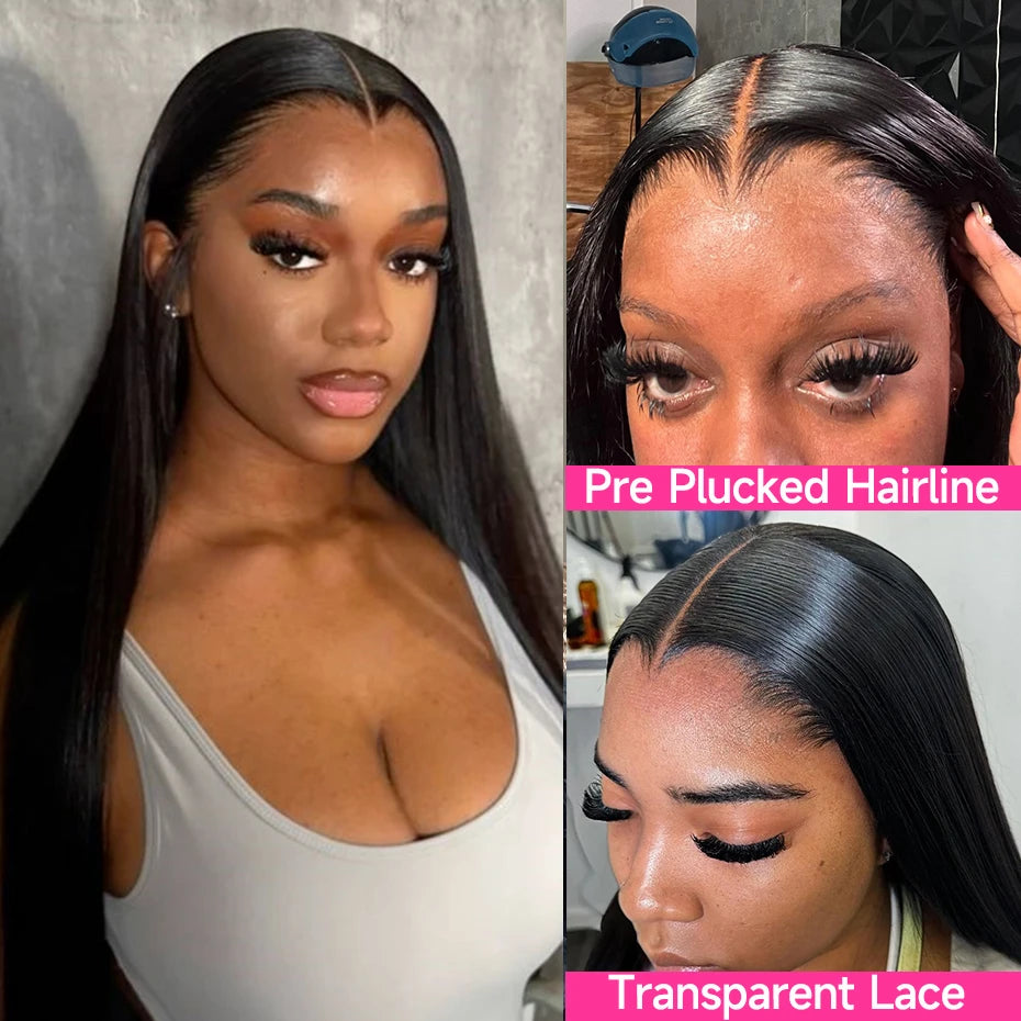 Pre Plucked M-Shaped Hairline Lace Front Human Hair Wigs 13x4 13x6 Transparent Lace Frontal Wig Widow's Peak Raw Vietnamese Hair