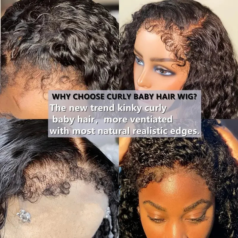 Short Bob Edge Kinky Curly Wig Baby Human Hair Wig 180 pixie cut curly Lace Front Wigs Curly bob Human Hair Lace Frontal Wigs