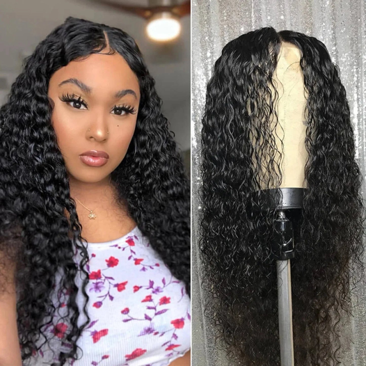 Deep Wave Synthetic Wig for Black Women Wear Deep Curly Soft Wig Natural Black Color Replacement Wigs for Daily Party Use