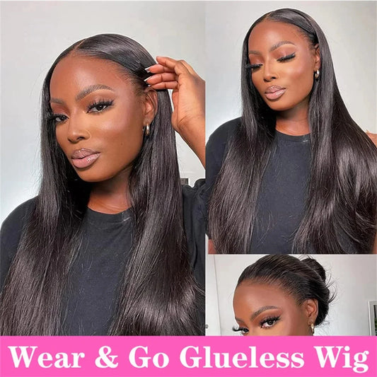 Bone Straight Glueless Wig 100% Human Hair 250 Density Human Hair Wigs For Women Pre cut Lace Glueless 6X6 Lace Wig Wear an Go