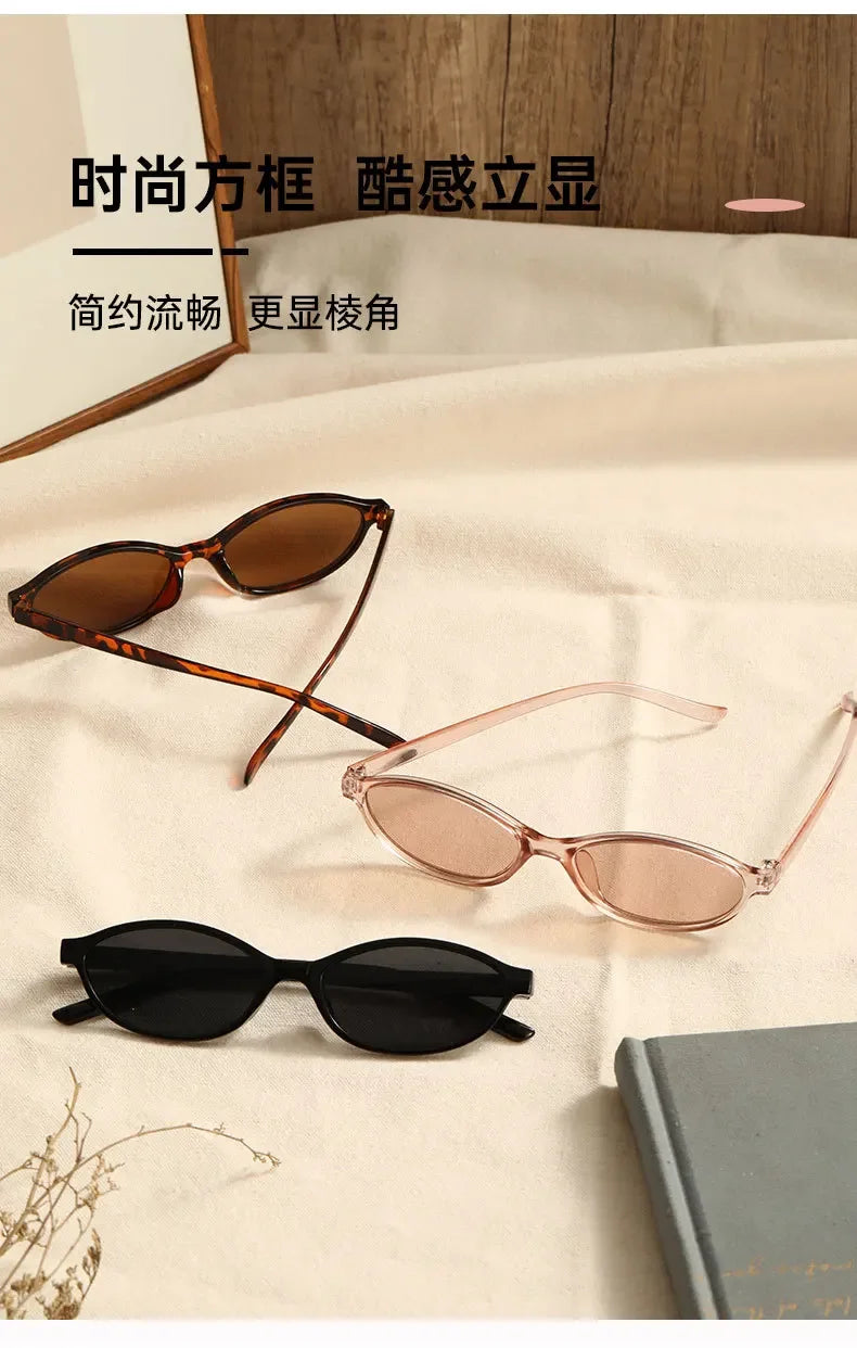 Retro Oval Frame Sunglasses Fashion Personalized Trendy Small Frame Sunglasses Punk Cat Eyes Sunshade Sun Protection Glasses