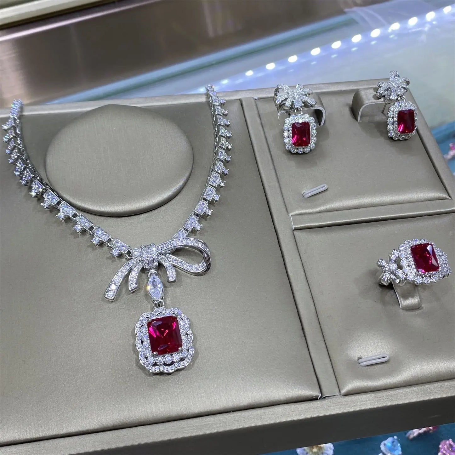 Valuable Lab Jade Diamond Jewelry set 925 Sterling Silver Engagement Wedding Rings Earrings Necklace For Women Bridal Party Gift