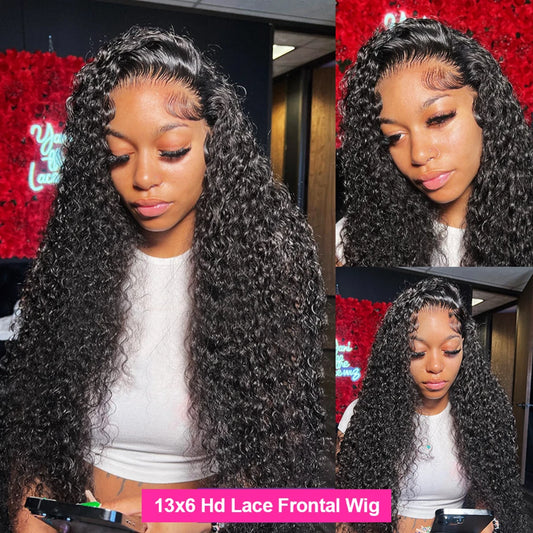 Kinky Curly Human Hair Wigs Deep Wave 13x6 HD Lace Frontal Wig Black Brazilian 13x4 HD Lace Front 100% Human Hair Wigs For Women