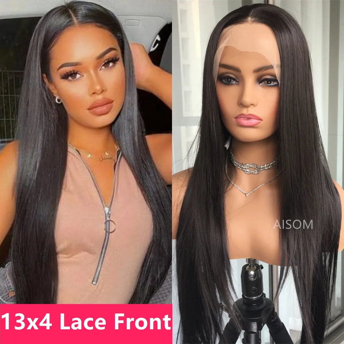 Lace Frontal Straight Lace Wigs for Women Synthetic Lace Wig 13x4" Lace Front Wig Black 99J Pre plucked Fiber Wig Daily Use