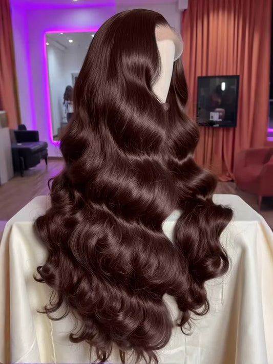 30 34Inch Chocolate Brown Body Wave 13x4 Lace Front Wigs Human Hair Brazilian Water Wave 13x6 Hd Lace Frontal Wig 250% For Women