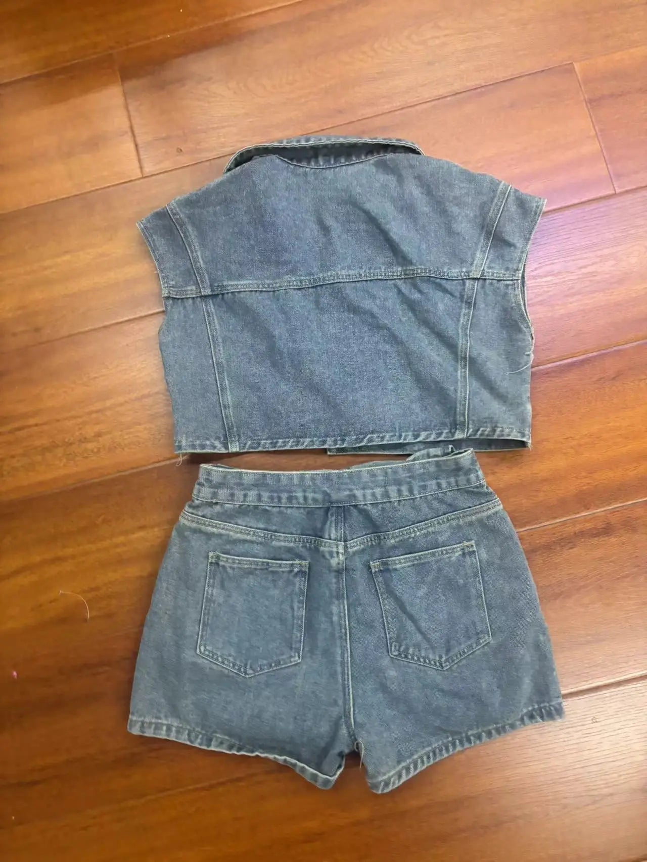 CM.YAYA Fashion Denim Women's Set Short Sleeve Jackets Tops and Shorts Jeans Sets 2025 Summer Two 2 Piece Sets Outfits Tracksuit