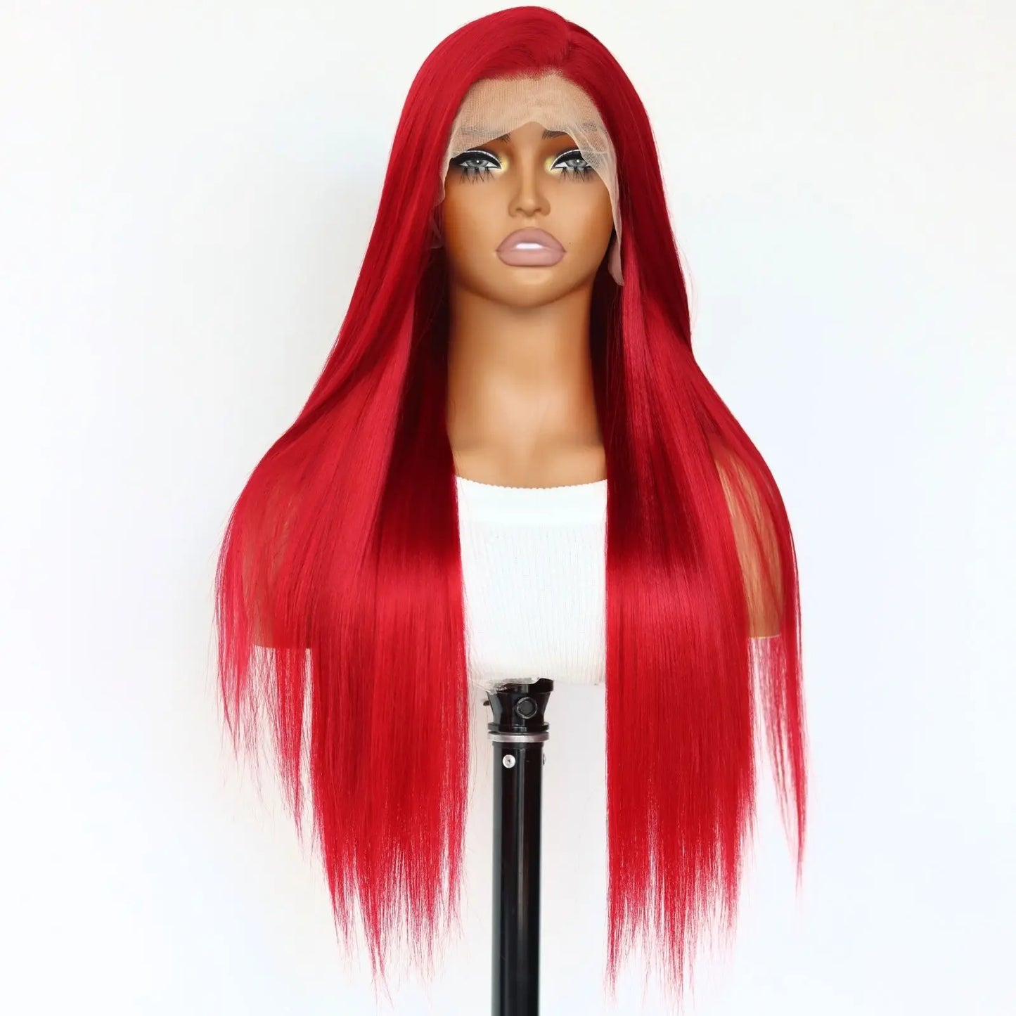 13X4 Burgundy Red Wig Long Straight Synthetic Lace Front Wig Dark Wine Colored Hair Lace Frontal Wigs for Women Party Cosplay