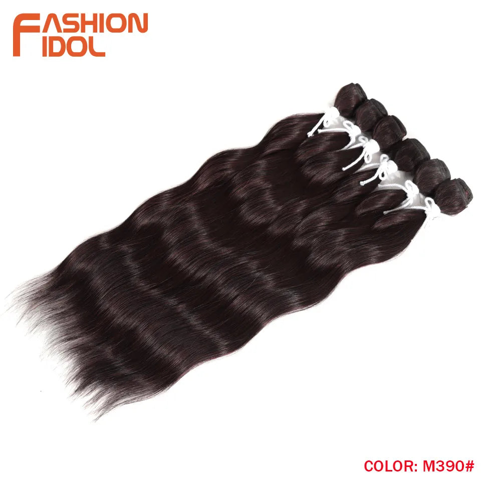 FASHION IDOL Water Wave Hair Bundles Synthetic Hair Extensions Ombre Blonde Hair Weave Bundles 6pcs 20" High Temperature Fiber