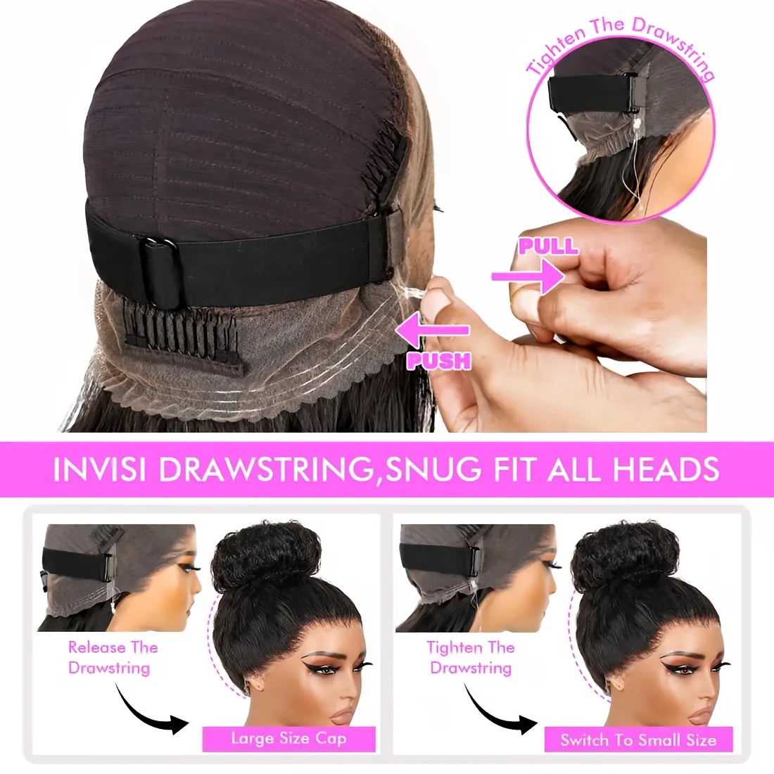 30-36 Inch 360 Full Invisi Strap Drawstring Sung Hd Lace 250 Density Water Kinky Curly Deep Human Hair Wig Black Glueless