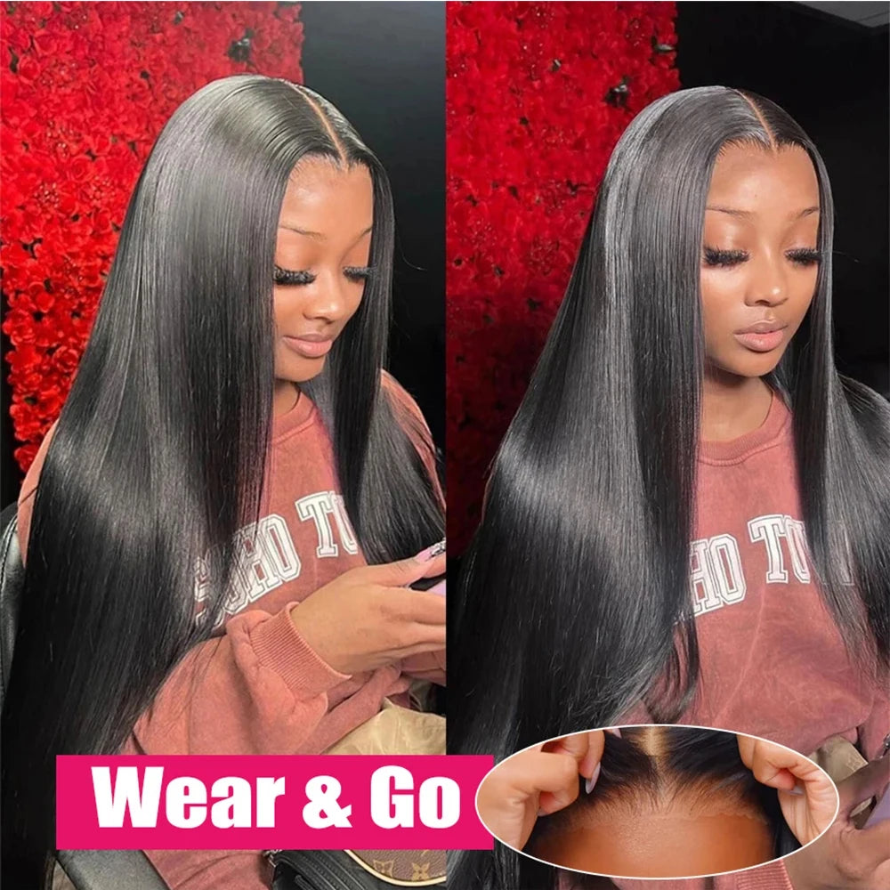 Bone Straight Glueless Wig 100% Human Hair 250 Density Human Hair Wigs For Women Pre cut Lace Glueless 6X6 Lace Wig Wear an Go