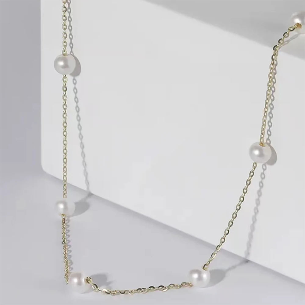 Seulement Natural Freshwater AK Pearl Beaded Necklace for Women 925 Sterling Silver Choker Luxury Neck Accessories Jewelry Gift