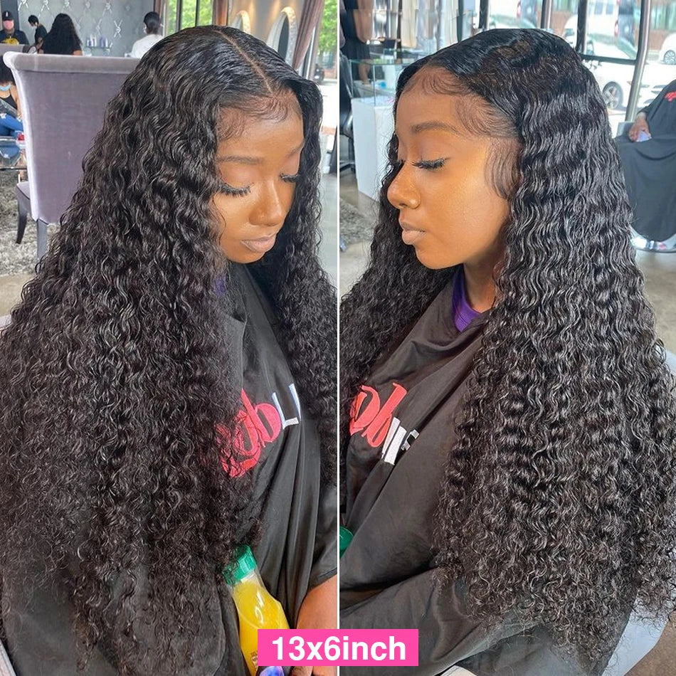 HD 13x6 Glueless Lace Front Wig Deep Curly Human Hair Wigs Pre Plucked Cheap Vietnamese Wigs Water Wave 30 Inch Lace Frontal Wig