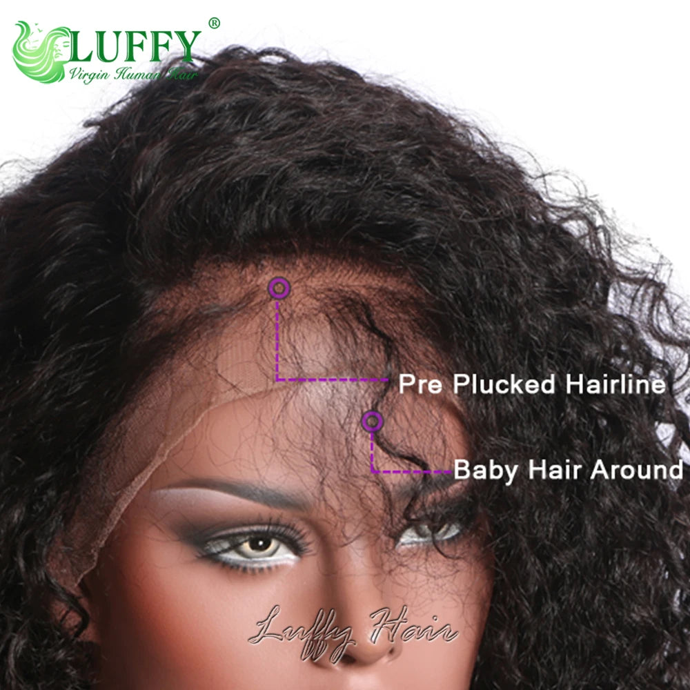 Curly Full Lace Human Hair Wigs For Black Women Pre Plucked Jerry Curly Brazilian Human Hair 13x6 HD Lace Wig With Baby Hair