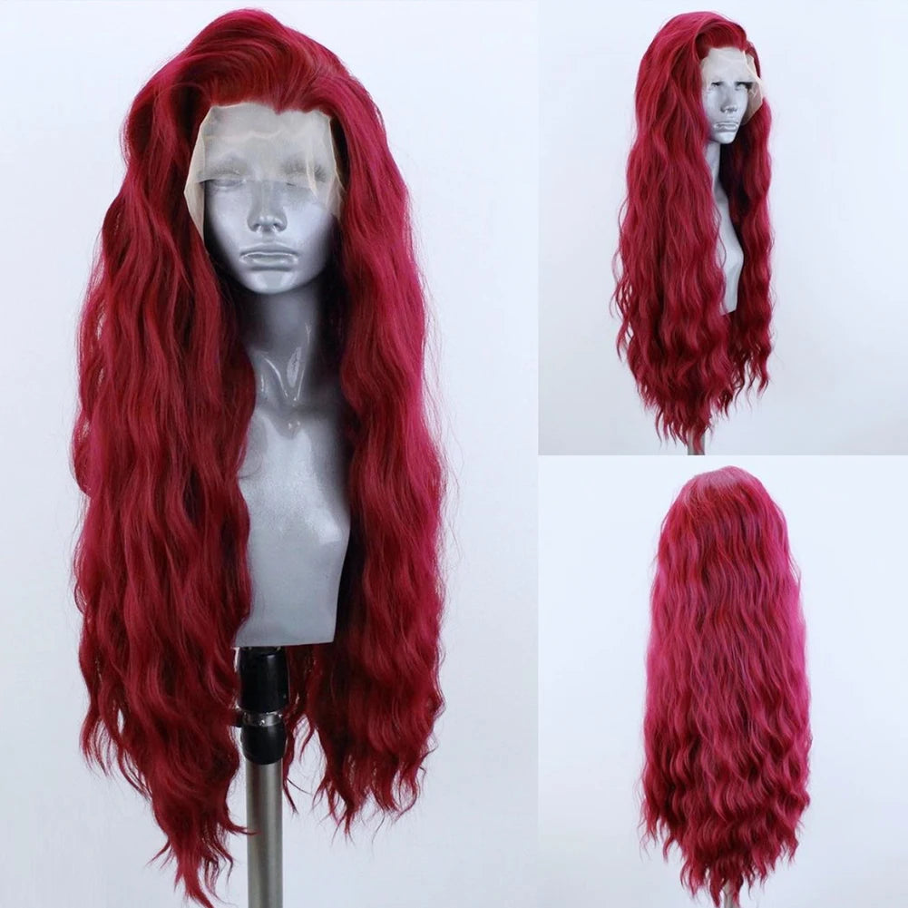 Synthetic Lace Front Wigs for Black Women Natural Hairline Synthetic Hair Lace Wig Long Brown Wig Pre Plucked Baby Hair Cosplay
