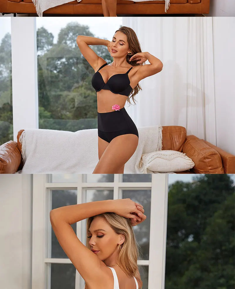 FINETOO Plus Size Breathable Underwear Seamless High Waist Panties Women's Abdomen Hip Lift Briefs Body Shaping Lingerie Pants