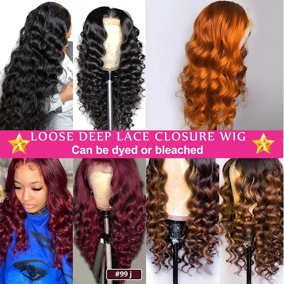 Loose Deep Wave Wigs 100% Human Hair Wigs Water Wave Brazilian HD Lace Frontal Wig 13x6 HD Lace Front Human Hair Wig For Women