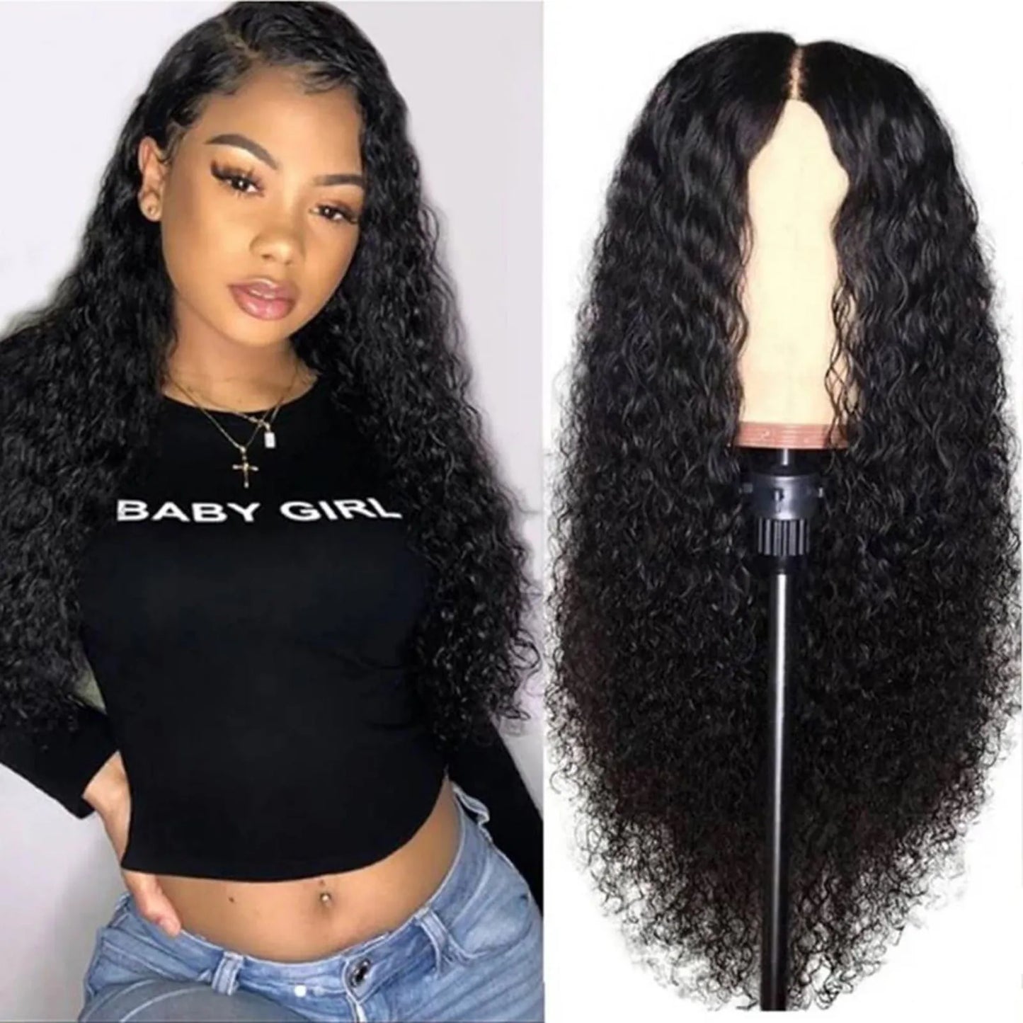 Deep Wave Synthetic Wig for Black Women Wear Deep Curly Soft Wig Natural Black Color Replacement Wigs for Daily Party Use