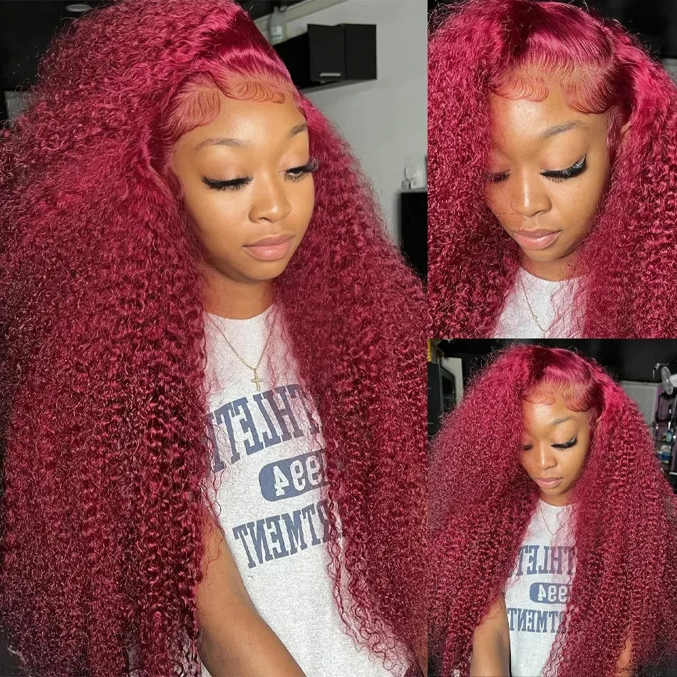 99J Burgundy 13X4 Lace Front Wig Curly Human Hair Wigs 13X6 Hd Lace Wig Human Hair Colored Deep Wave Frontal Wig Water Wave Wig