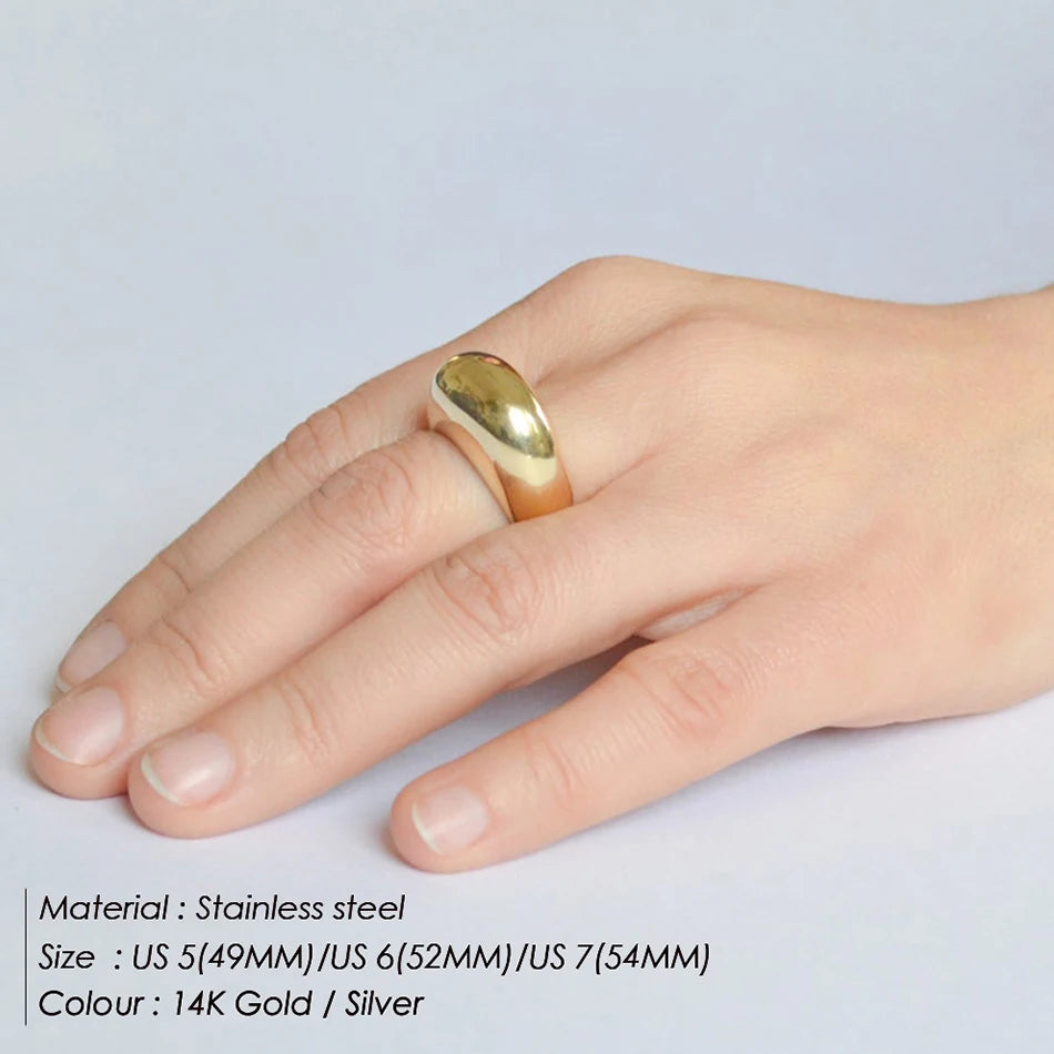 COLALA Waterproof Fashion Simple Stainless Steel Rings for Women Arc Rings Jewellery No fading Geometric Ring Size 5 6 7 8