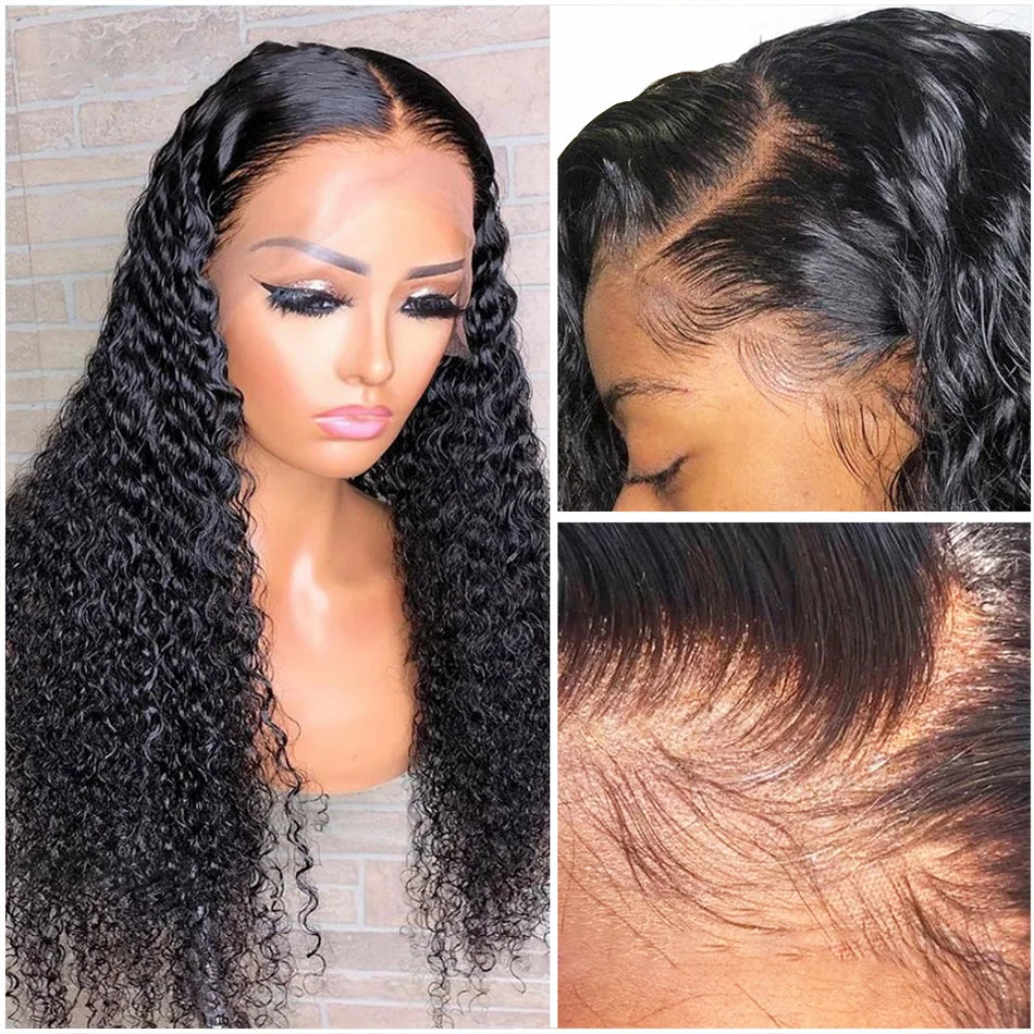 HD 13x6 Glueless Lace Front Wig Deep Curly Human Hair Wigs Pre Plucked Cheap Vietnamese Wigs Water Wave 30 Inch Lace Frontal Wig