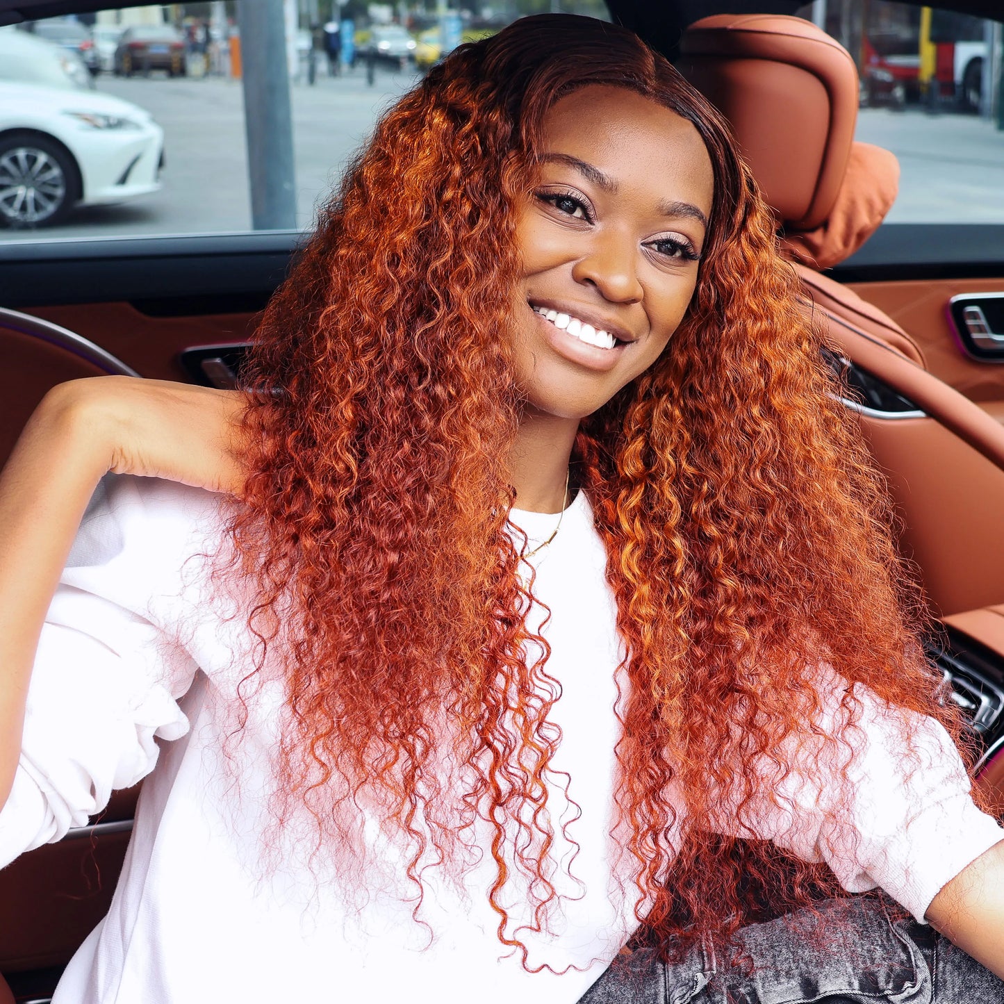 4/350 Highlight Water Wave 13x4 Transparent Lace Frontal Human Hair Wig 220% Ombre Ginger Human Hair Wig Color Curly Wigs 34Inch